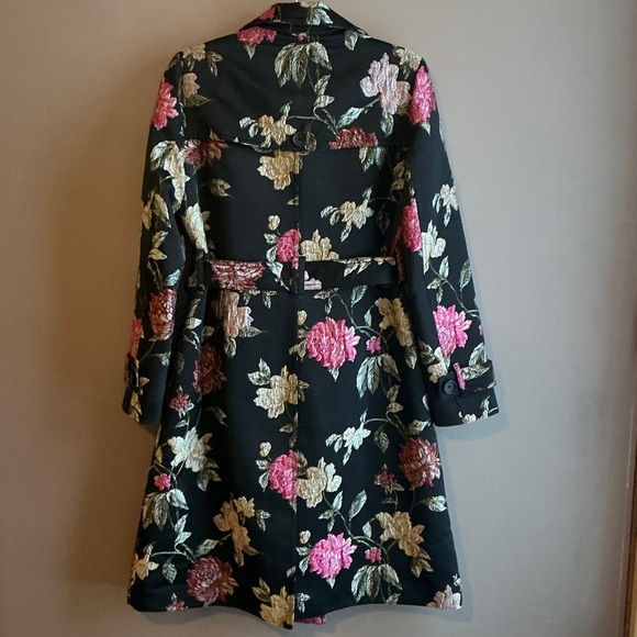 Gal Meets Glam Floral Long Sleeve Coat - Black, Pink, Gold - Picture 2 of 9